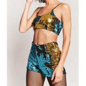 Reversible sequin shorts